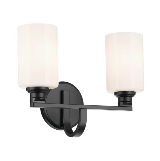 KICHLER 55225BK Gioe 14.25" 2-Light Vanity Light with Opal Glass in Black