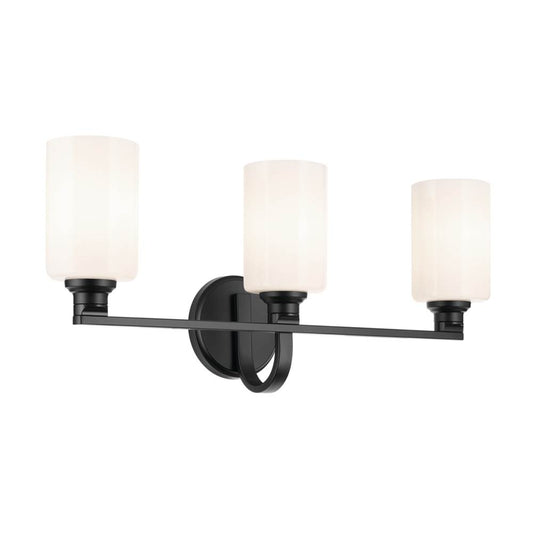 KICHLER 55226BK Gioe 24.25" 3-Light Vanity Light with Opal Glass in Black