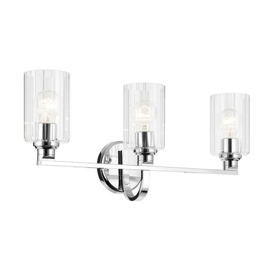 KICHLER 55226CHFLU Gioe 24.25" 3-Light Vanity Light with Clear Fluted Glass in Chrome