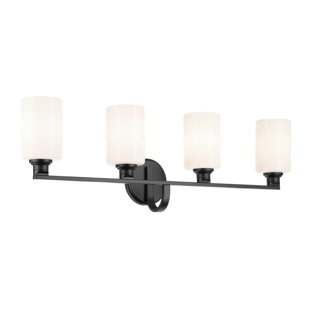 KICHLER 55227BK Gioe 32.25" 4-Light Vanity Light with Opal Glass in Black