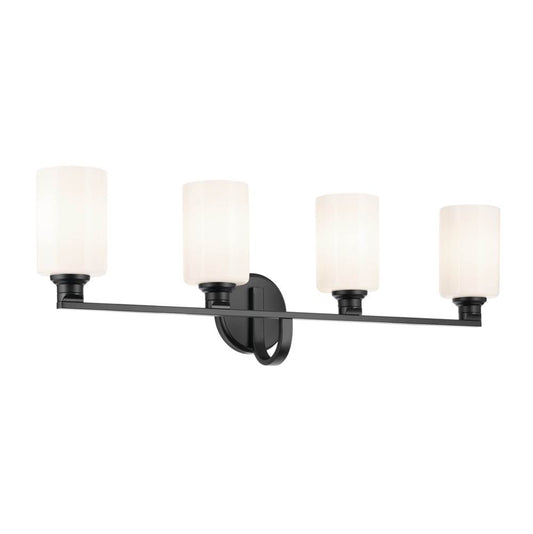 KICHLER 55227BK Gioe 32.25" 4-Light Vanity Light with Opal Glass in Black
