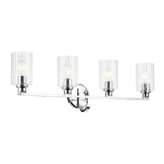 KICHLER 55227CHFLU Gioe 32.25" 4-Light Vanity Light with Clear Fluted Glass in Chrome