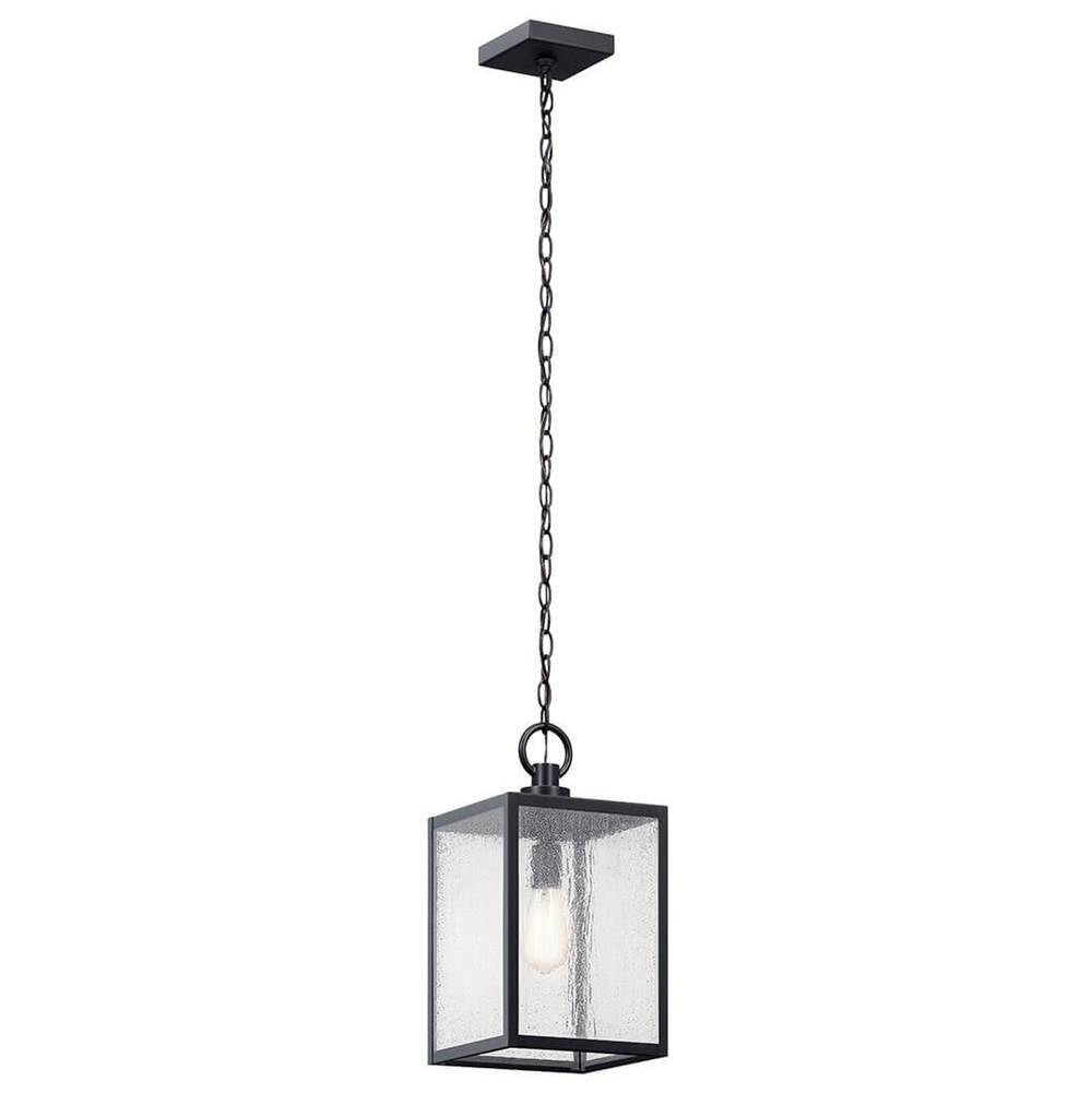 KICHLER 59008BKT Lahden 17.25" 1 Light Outdoor Pendant/Semi Flush with Clear Seeded Glass in Textured Black