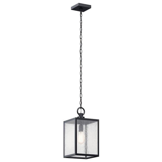 KICHLER 59008BKT Lahden 17.25" 1 Light Outdoor Pendant/Semi Flush with Clear Seeded Glass in Textured Black