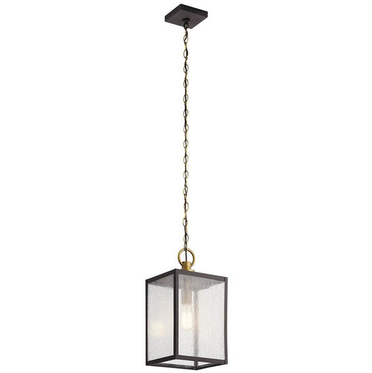 KICHLER 59008WZC Lahden 17.25" 1 Light Outdoor Convertible Pendant/Semi Flush with Clear Seeded Glass in Weathered Zinc