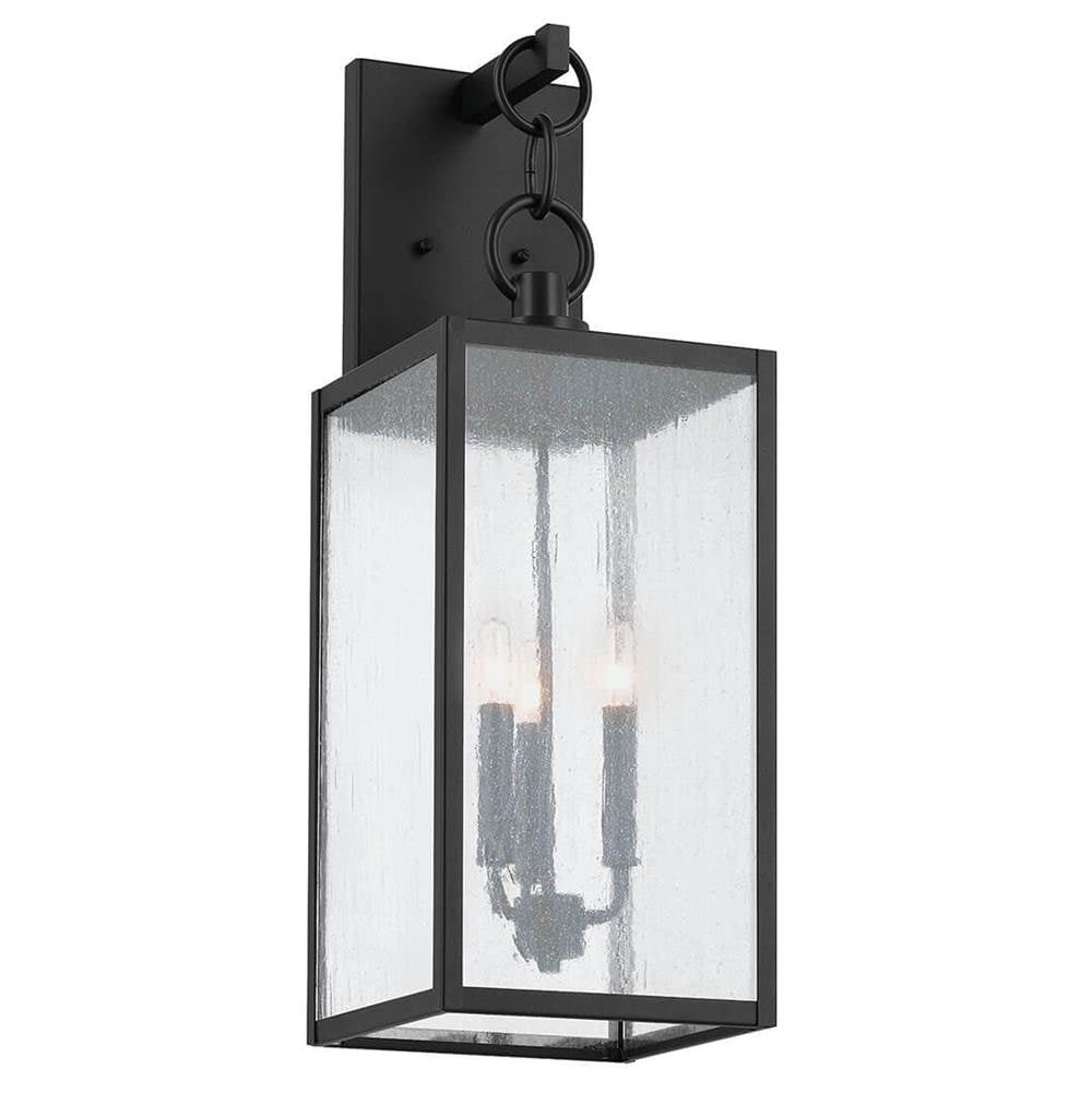 KICHLER 59009BKT Lahden 26" 3 Light Outdoor Wall Light with Clear Seeded Glass in Textured Black