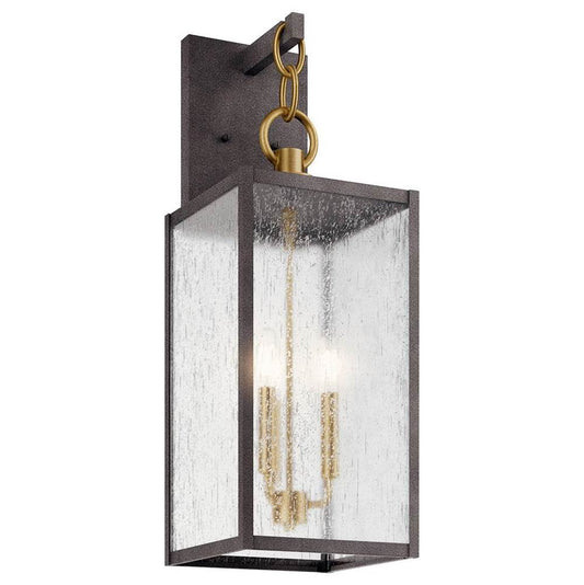 KICHLER 59009WZC Lahden 26" 3 Light Outdoor Wall Light with Clear Seeded Glass in Weathered Zinc