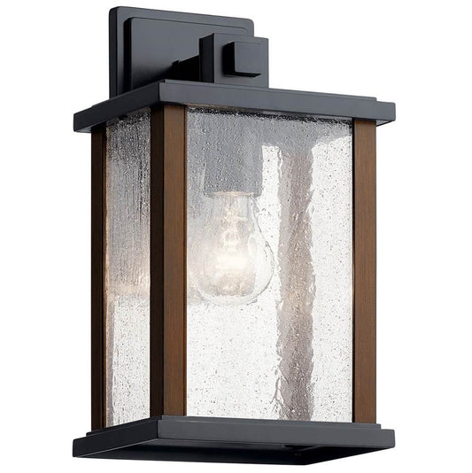 KICHLER 59017BK Marimount 12.75" 1 Light Outdoor Wall Light with Clear Ribbed Glass in Black
