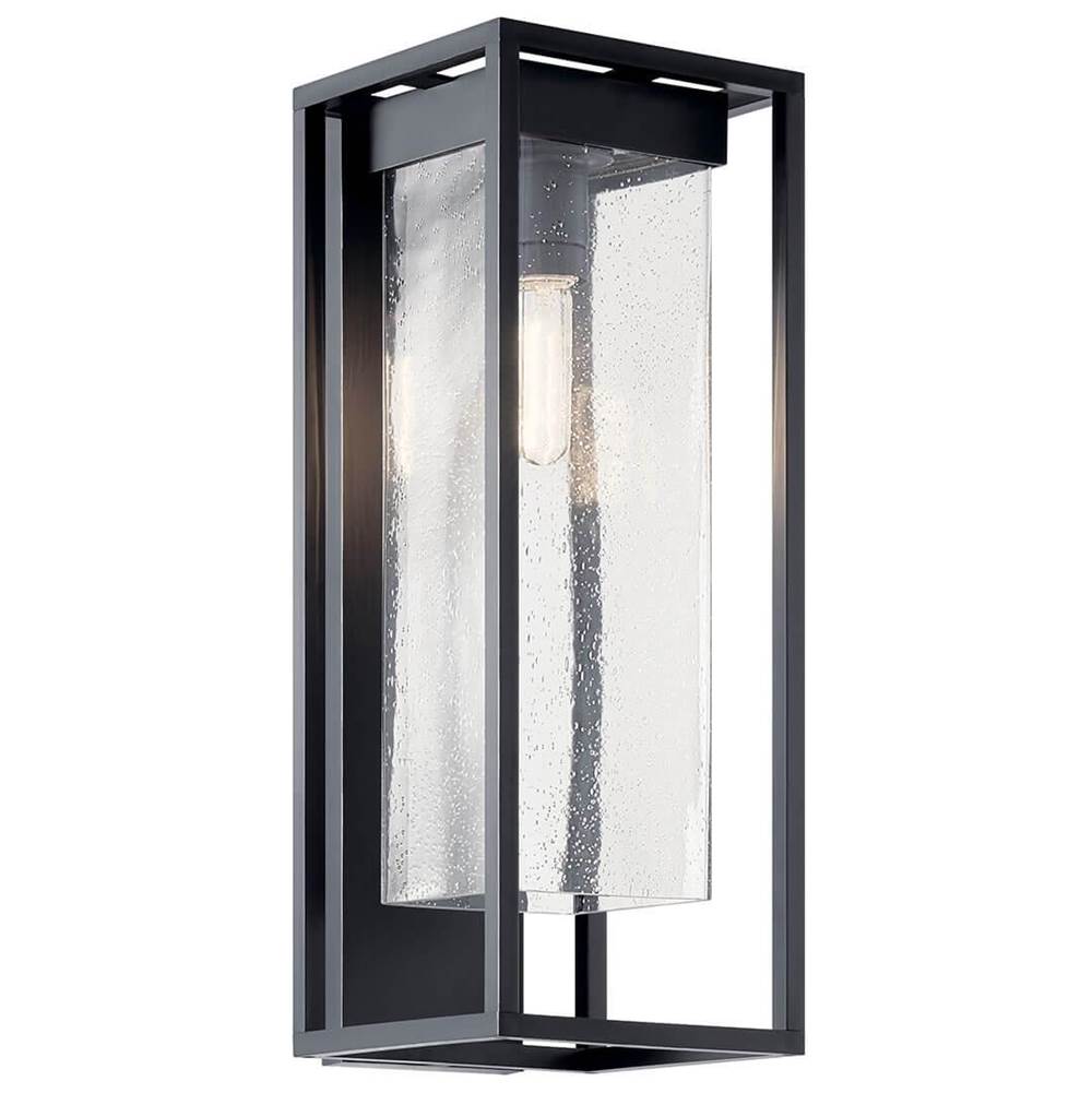 KICHLER 59063BSL The Mercer 24" 1 Light Outdoor Wall Light with Clear Seeded Glass in Black with Silver Highlights