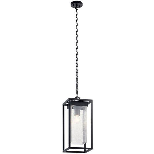 KICHLER 59064BSL Mercer 24 inch 1 Light Outdoor Pendant with Clear Seeded Glass in Black Finish