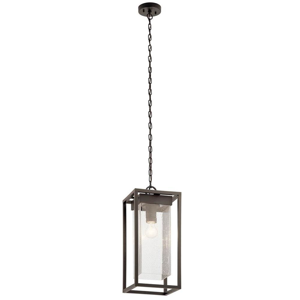 KICHLER 59064OZ Mercer 24 inch 1 Light Outdoor Pendant with Clear Seeded Glass in Olde Bronze