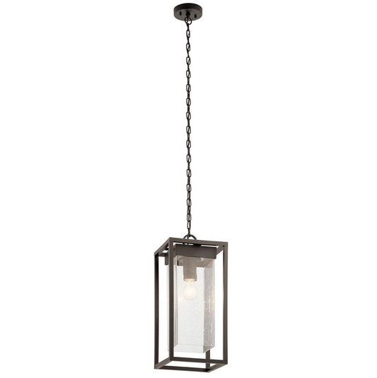 KICHLER 59064OZ Mercer 24 inch 1 Light Outdoor Pendant with Clear Seeded Glass in Olde Bronze