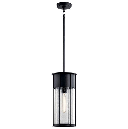 KICHLER 59082BKT Camillo 18" 1 Light Hanging Pendant with Clear Seeded Glass Black