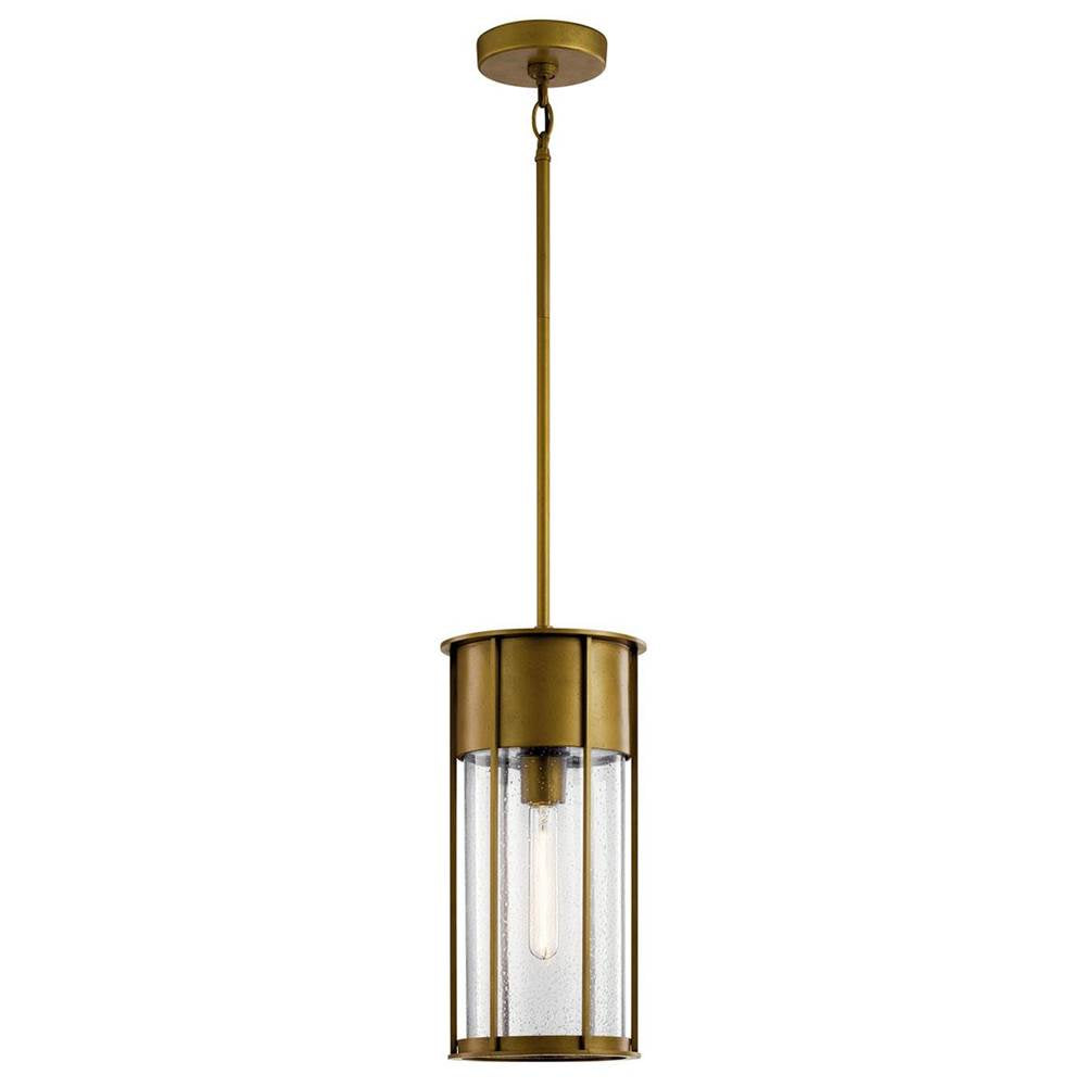 KICHLER 59082NBR Camillo 18" 1 Light Hanging Pendant with Clear Seeded Glass Natural Brass