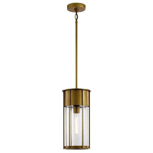 KICHLER 59082NBR Camillo 18" 1 Light Hanging Pendant with Clear Seeded Glass Natural Brass