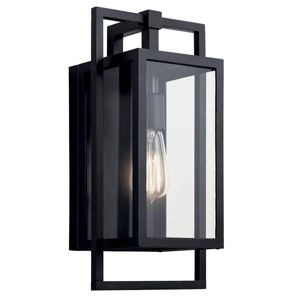 KICHLER 59086BK Goson 16" 1 Light Wall Light with Clear Glass Black