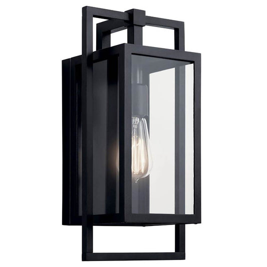 KICHLER 59086BK Goson 16" 1 Light Wall Light with Clear Glass Black