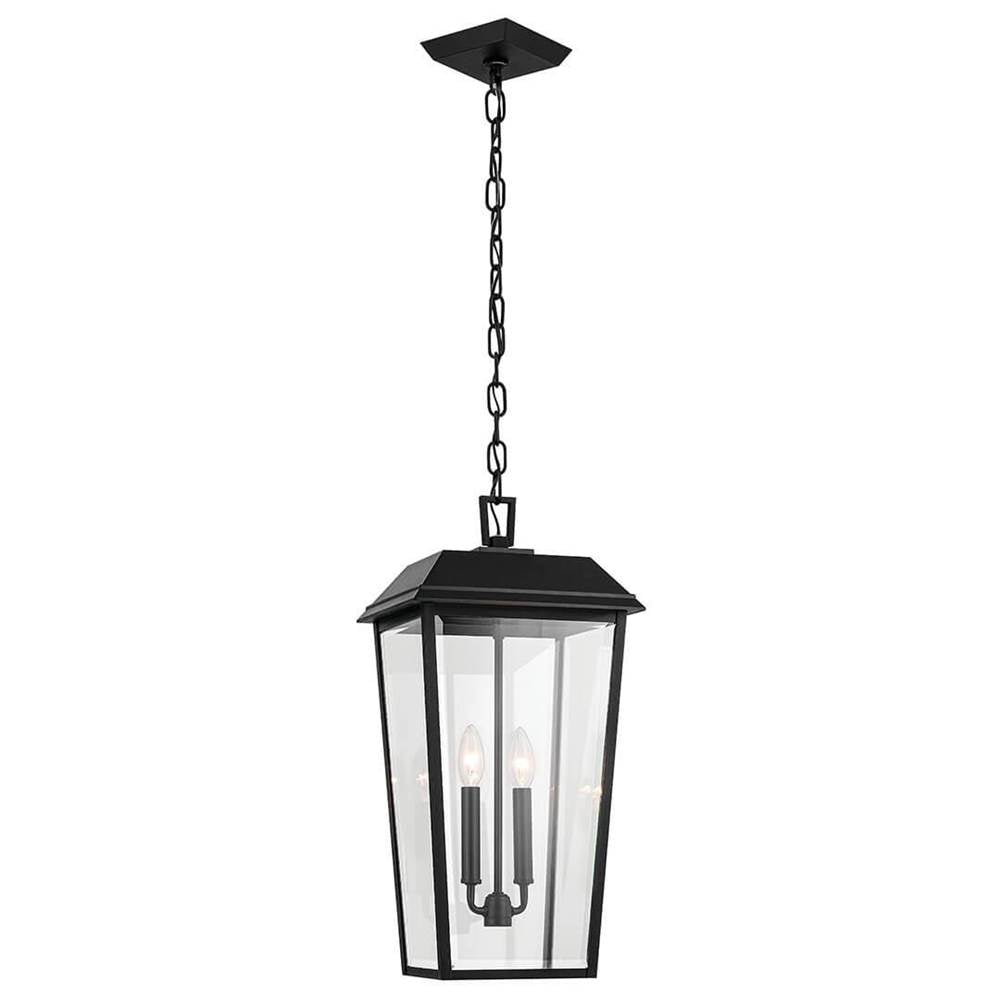 KICHLER 59122BKT Mathus 22 inch 2 Light Outdoor Pendant with Clear Glass in Textured Black