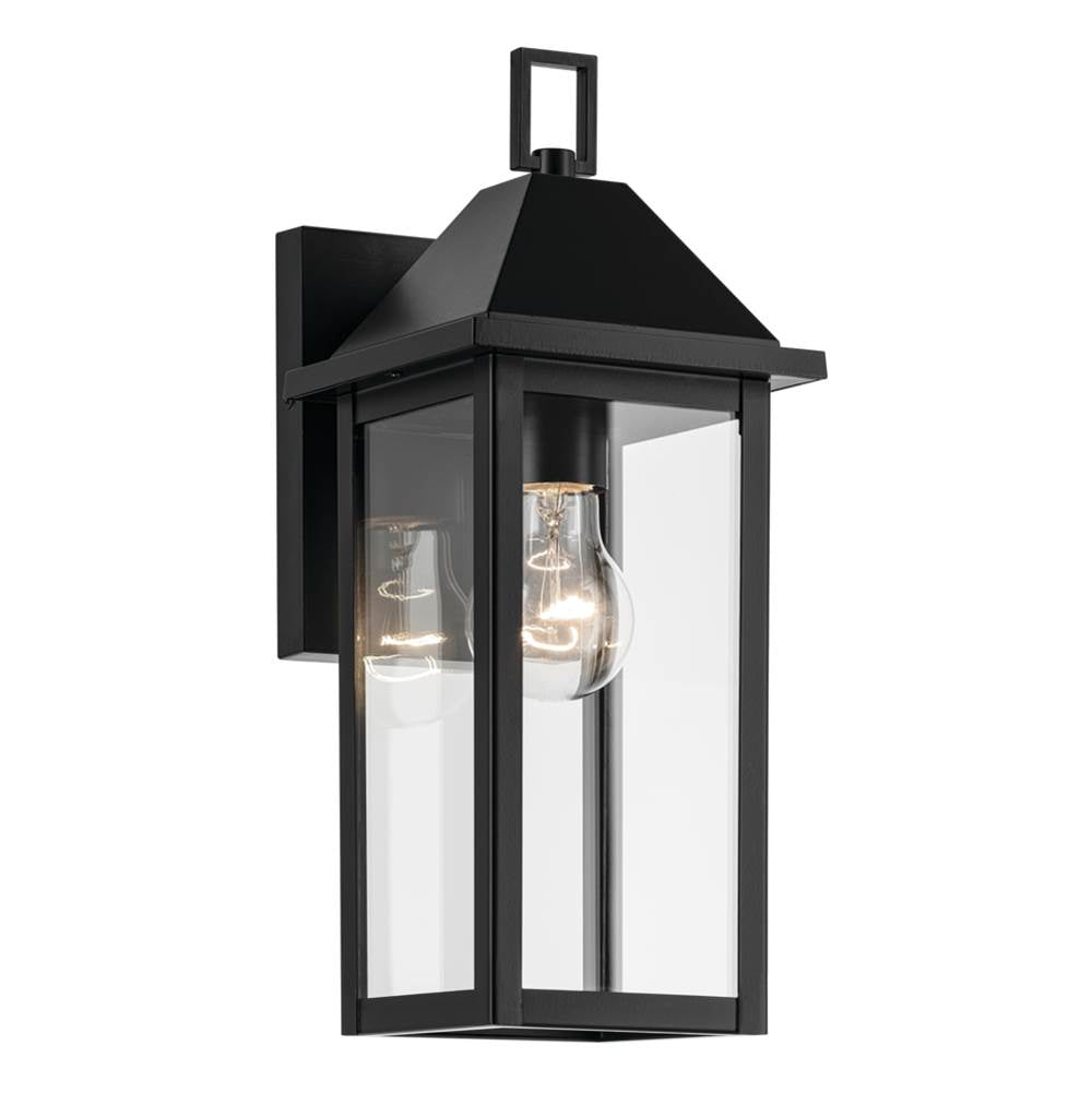 KICHLER 59157BK Prin 14 Inch 1 Light Outdoor Wall Light With Clear Glass In Black