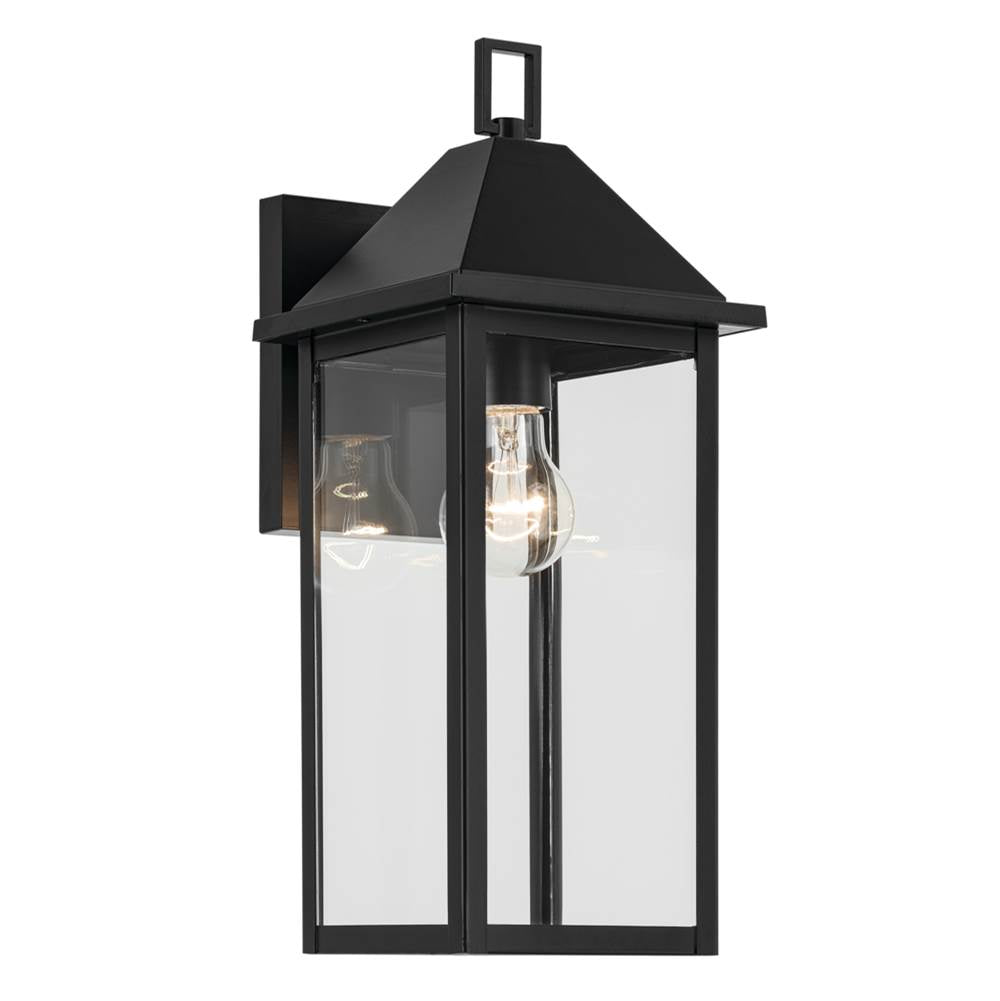 KICHLER 59158BK Prin 16.75 Inch 1 Light Outdoor Wall Light With Clear Glass In Black