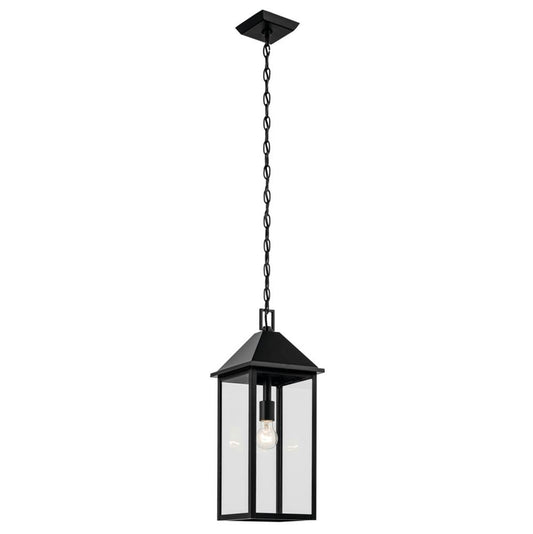 KICHLER 59160BK Prin 22 Inch 1 Light Outdoor Pendant with Clear Glass in Black
