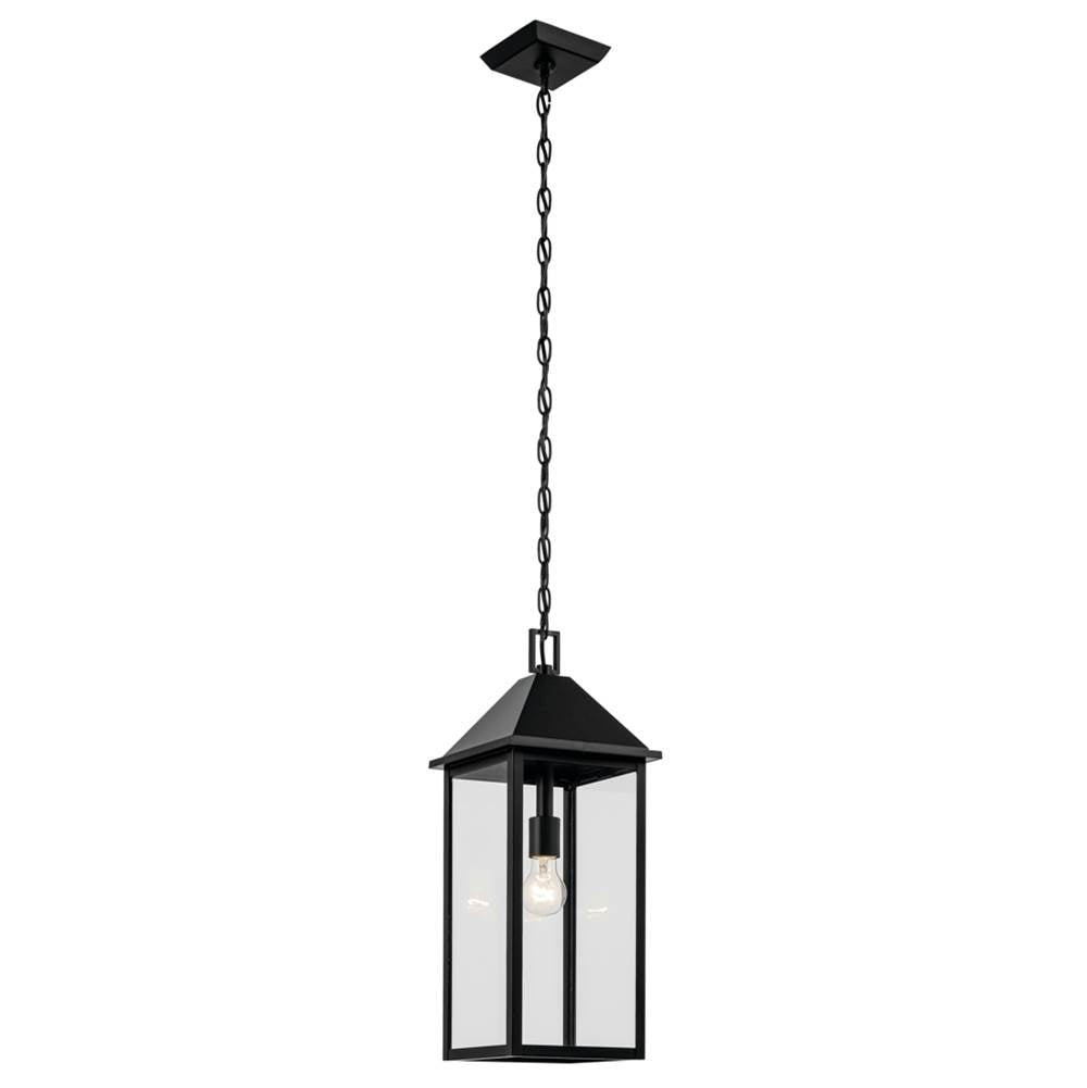 KICHLER 59160BK Prin 22 Inch 1 Light Outdoor Pendant With Clear Glass In Black