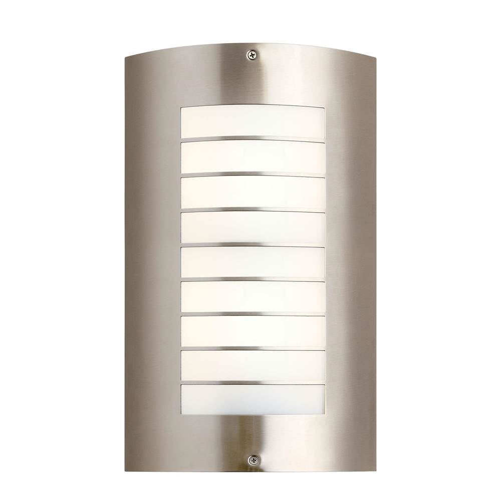 KICHLER 6048NI Newport 15.25" 1 Light Outdoor Wall Light with White Acrylic Diffuser in Brushed Nickel