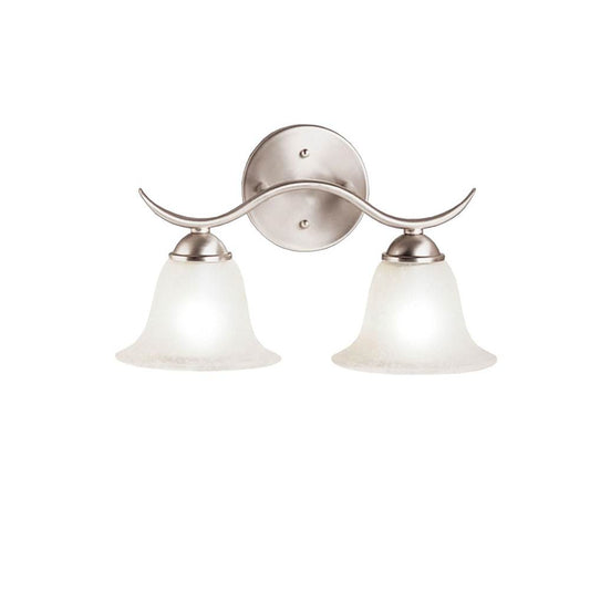 KICHLER 6322NI Dover 14" 2 Light Vanity Light with Etched Seeded Glass in Brushed Nickel