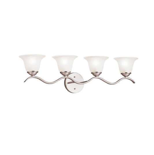 KICHLER 6324NI Dover 30.5" 4 Light Vanity Light with Etched Seeded Glass in Brushed Nickel