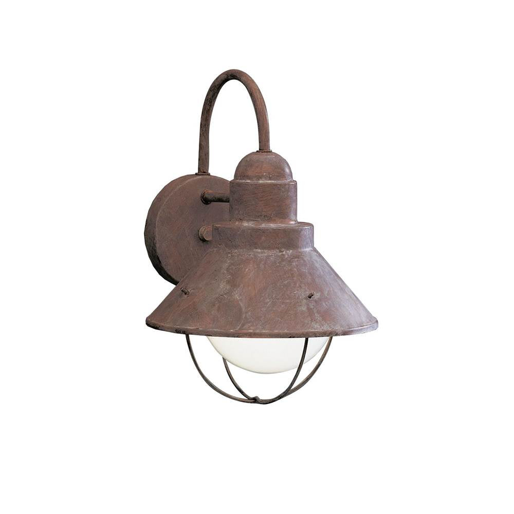 KICHLER 9022OB Seaside 12" 1 Light Outdoor Wall Light with Glass Globe Olde Brick