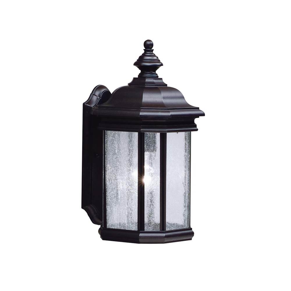 KICHLER 9029BK Kirkwood 17" 1 Light Outdoor Wall Light with Clear Seeded Glass in Black