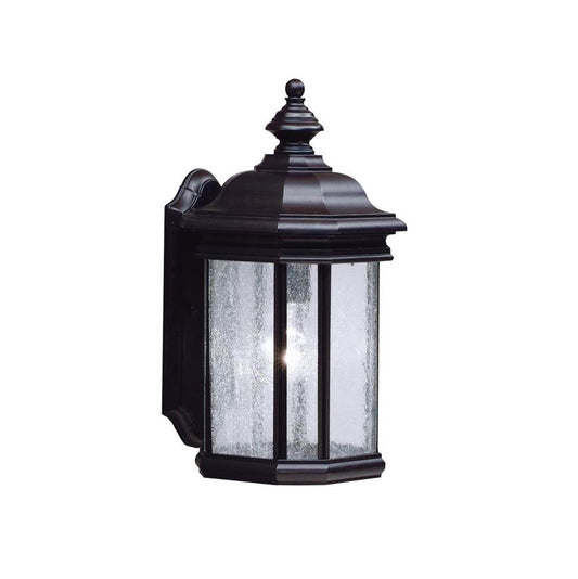 KICHLER 9029BK Kirkwood 17" 1 Light Outdoor Wall Light with Clear Seeded Glass in Black