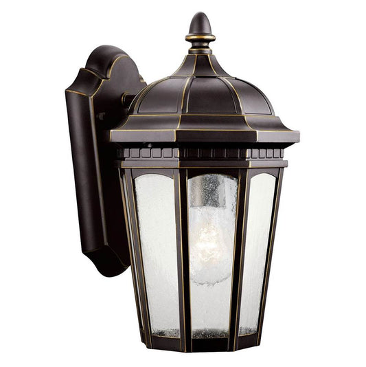 KICHLER 9032RZ Courtyard 11" 1 Light Outdoor Wall Light with Clear Seeded Glass in Rubbed Bronze