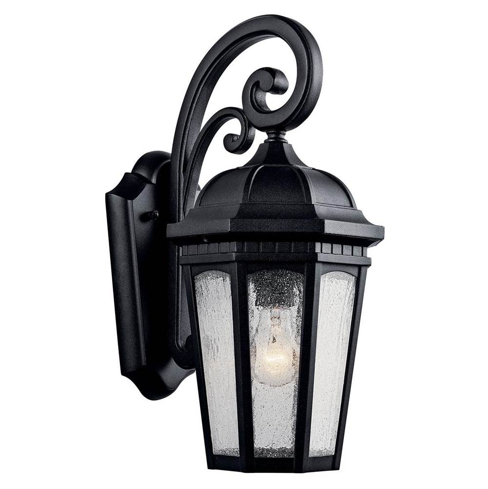 KICHLER 9033BKT Courtyard 17.75" 1 Light Outdoor Wall Light with Clear Seeded Glass in Textured Black