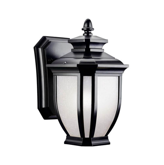 KICHLER 9039BK Salisbury 10.25" 1 Light Outdoor Wall Light with White Linen Glass in Black