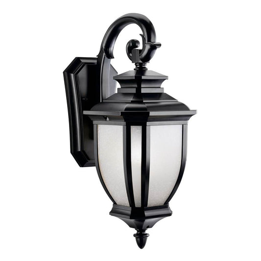 KICHLER 9040BK Salisbury 19.5" 1 Light Outdoor Wall Light with White Linen Glass in Black
