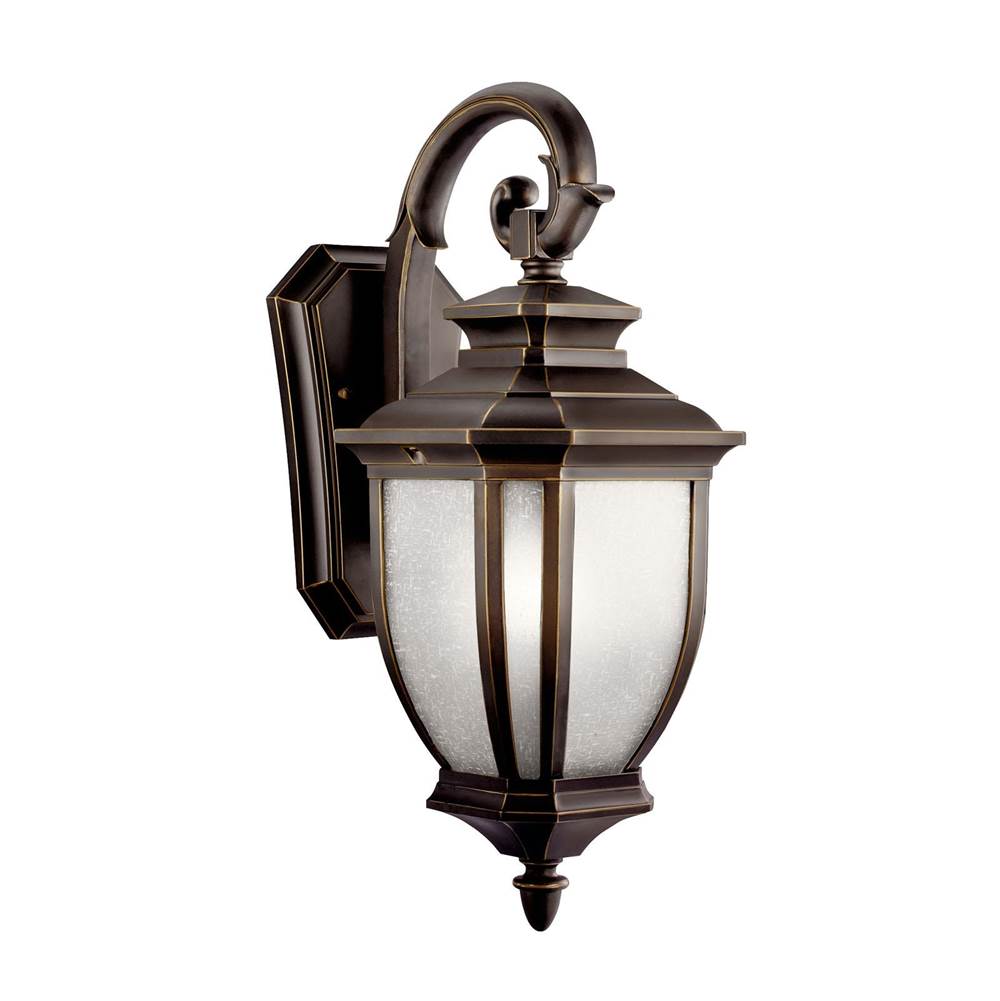 KICHLER 9040RZ Salisbury 19.5" 1 Light Outdoor Wall Light with White Linen Glass in Rubbed Bronze