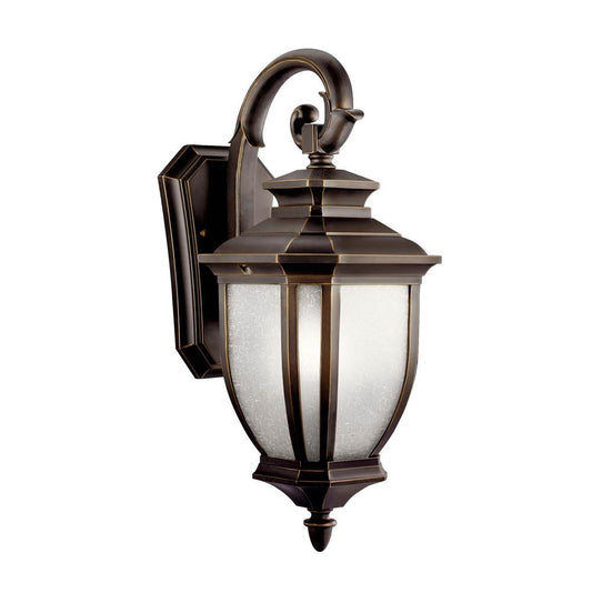 KICHLER 9040RZ Salisbury 19.5" 1 Light Outdoor Wall Light with White Linen Glass in Rubbed Bronze