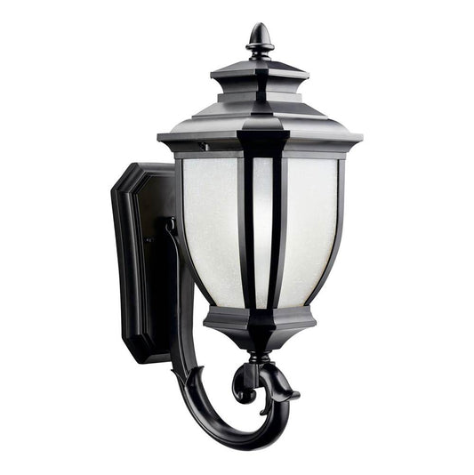 KICHLER 9041BK Salisbury 19.25" 1 Light Outdoor Wall Light with White Linen Glass in Black