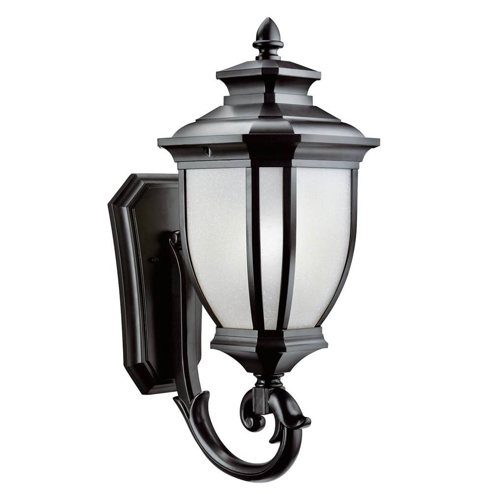 KICHLER 9042BK Salisbury 24.25" 1 Light Outdoor Wall Light with White Linen Glass in Black