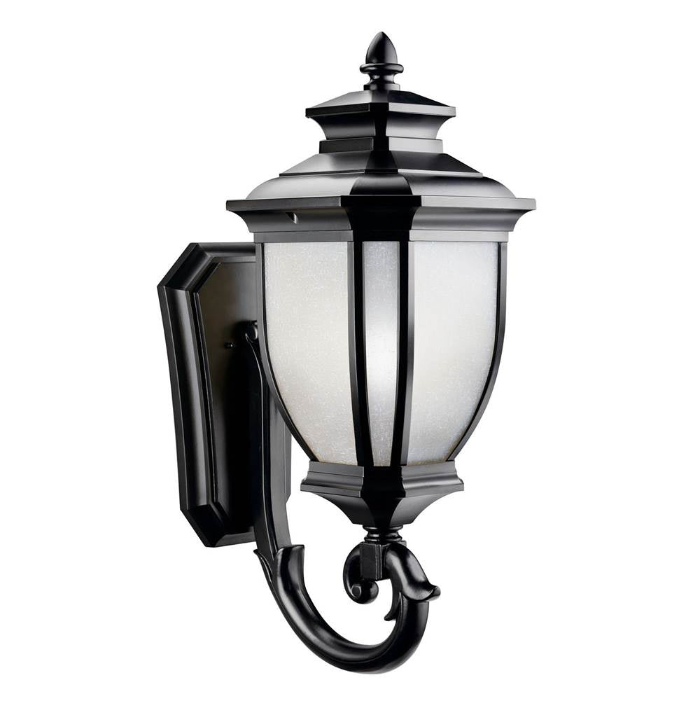 KICHLER 9043BK Salisbury 29" 1 Light Outdoor Wall Light with White Linen Glass in Black