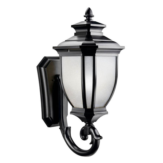 KICHLER 9043BK Salisbury 29" 1 Light Outdoor Wall Light with White Linen Glass in Black