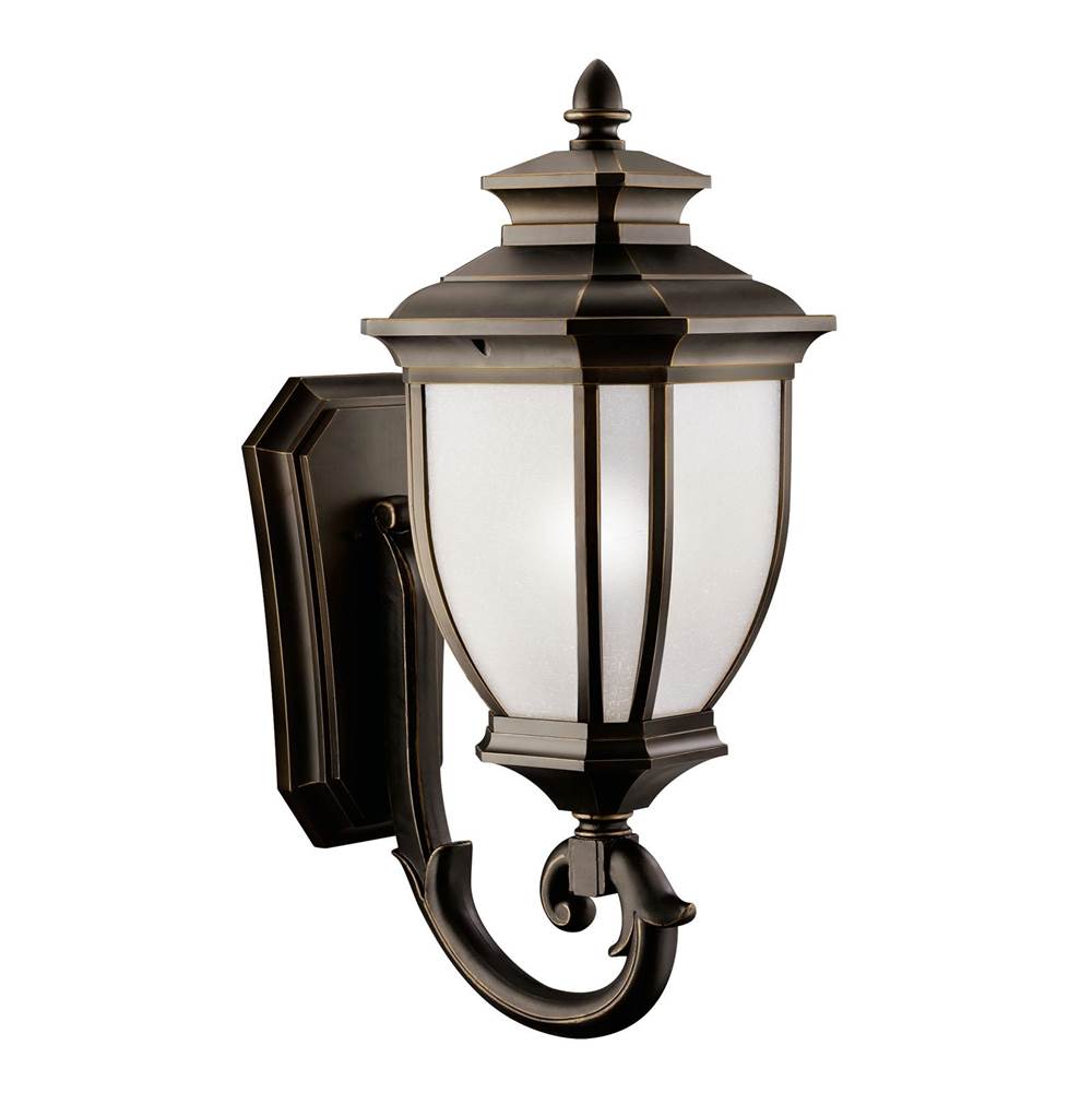 KICHLER 9043RZ Salisbury 29" 1 Light Outdoor Wall Light with White Linen Glass in Rubbed Bronze