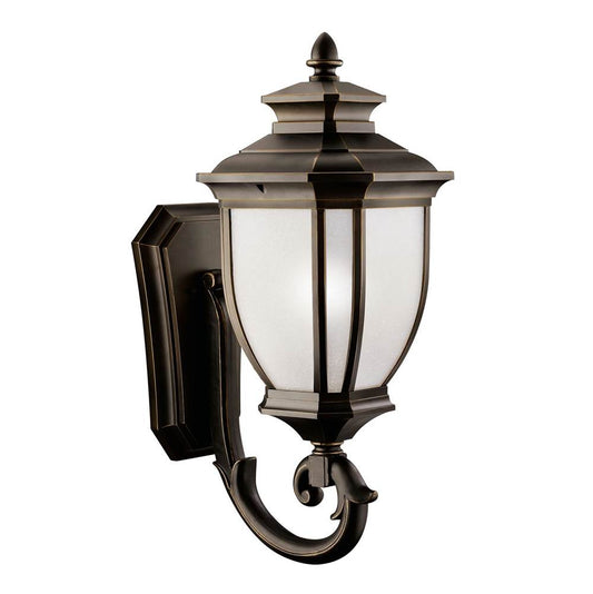 KICHLER 9043RZ Salisbury 29" 1 Light Outdoor Wall Light with White Linen Glass in Rubbed Bronze