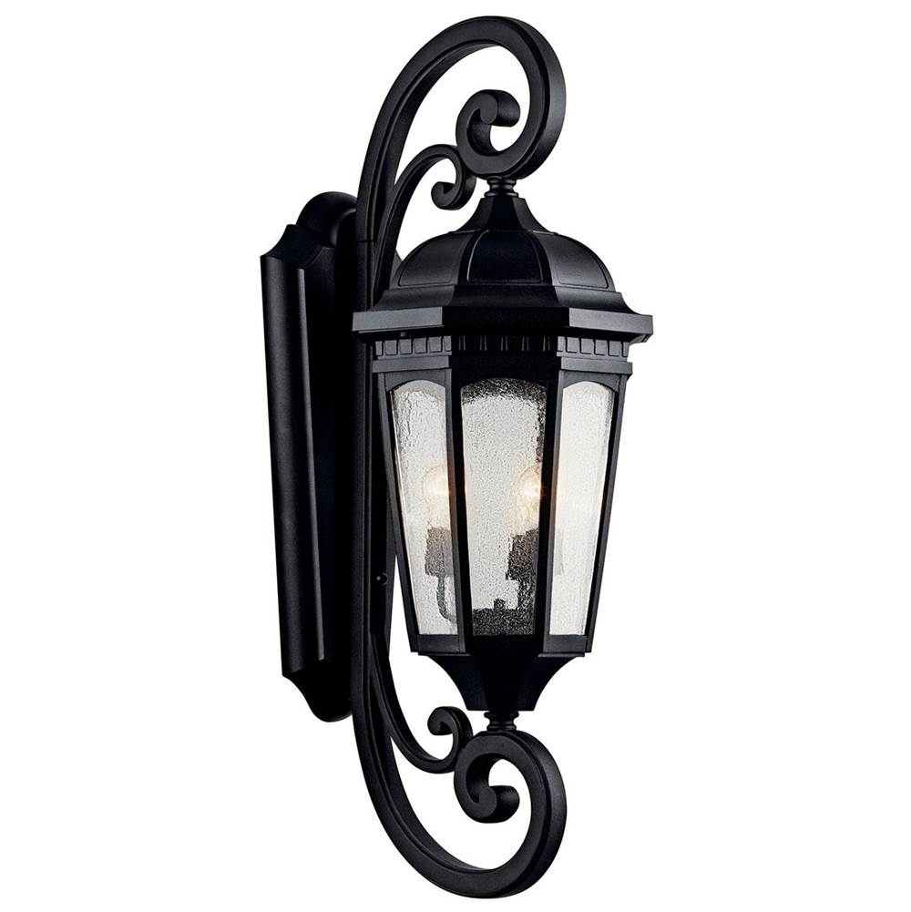 KICHLER 9060BKT Courtyard 40.50" 3 Light Outdoor Wall Light with Clear Seeded Glass in Textured Black
