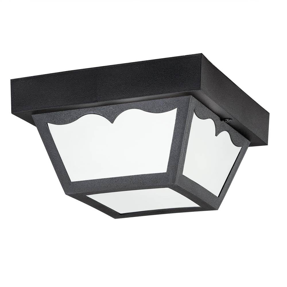 KICHLER 9320BK 8.5" Polypropylene 1 Light Flush Mount with Frosted Glass in Black