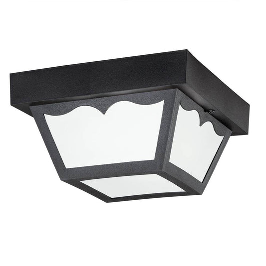 KICHLER 9320BK 8.5" Polypropylene 1 Light Flush Mount with Frosted Glass in Black