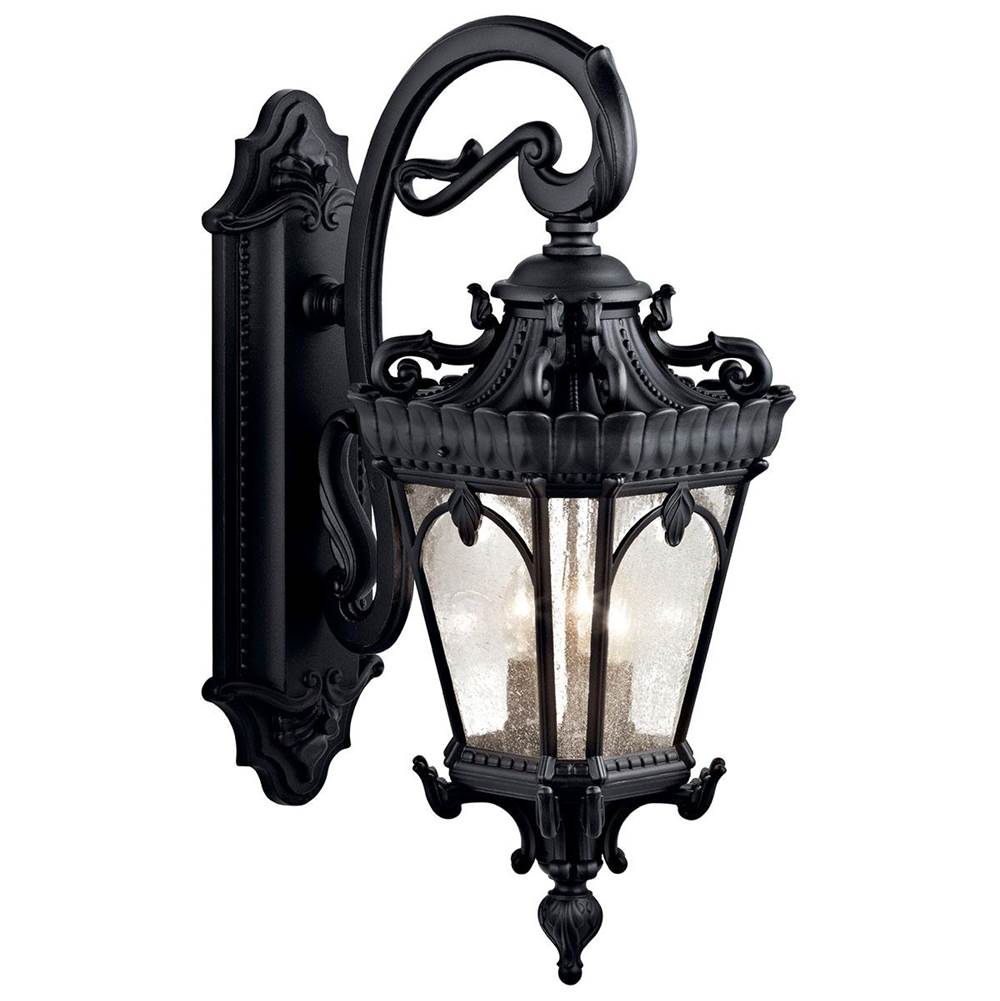 KICHLER 9358BKT Tournai 29" 3 Light Outdoor Wall Light with Clear Seeded Glass in Textured Black