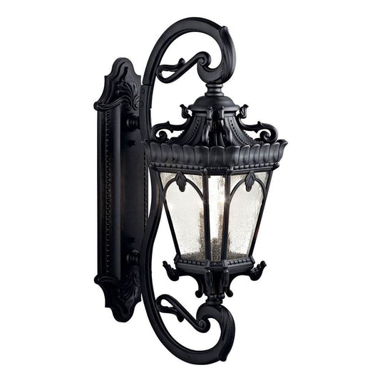 KICHLER 9359BKT Tournai 37.75" 4 Light Outdoor Wall Light with Clear Seeded Glass in Textured Black