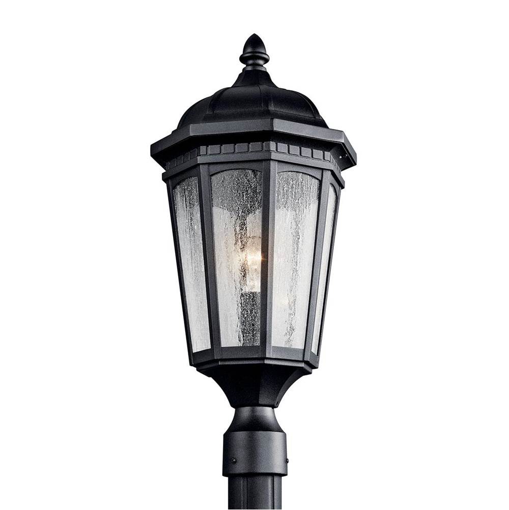 KICHLER 9532BKT Courtyard 23.75" 1 Light Exterior Post Light with Clear Seeded Glass in Textured Black